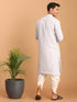 Vastramay Men's Aqua Blue Mirror Kurta Dhoti Set